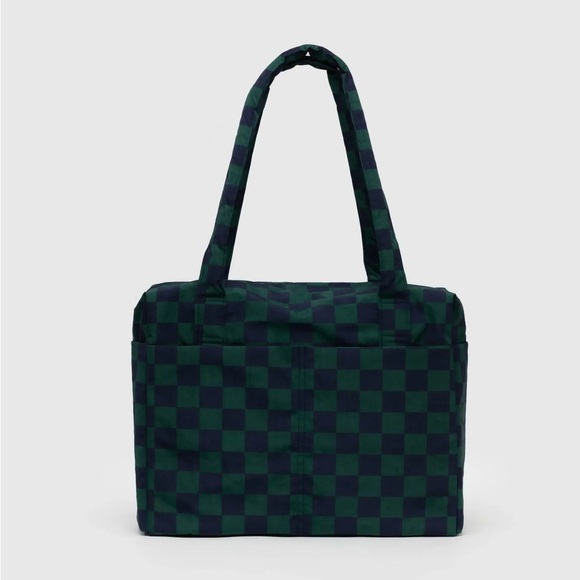 Baggu Small Cloud Carry On Bag - Navy Green Check New with tags NWT - Picture 1 of 14
